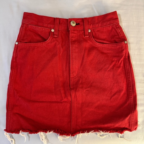 NWOT Rag & Bone Red Denim Mini Skirt - Picture 1 of 3
